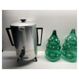 COFFEE POT AND CHRISTMAS TREES
