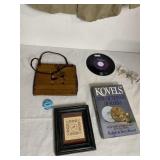 WOOD AND LEATHER PAINTED PURSE, KOVELS DICTIONARY