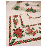 TWO RECTANGLE CHRISTMAS TABLECLOTHS CANDLES