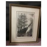 ALLEN J GAINES ETCHINGS FRAMED 27" X 22"
