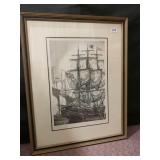 ALLEN J GAINES ETCHINGS FRAMED 27" X 22"