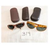 TWO PAIR OF FAUX TORTOISE SHELL SUNGLASSES ONE