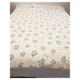 GREEN COTTON FLORAL PRINT QUILTED BEDSPREAD 62" X