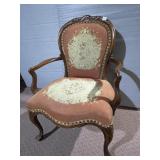 VINTAGE ARM CHAIR WITH METAL ACCENTS