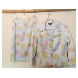 JUNIORS BLUE SATIN 2 PC JACKET AND SKIRT SET