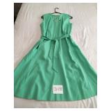 GREEN LADIES DRESS WITH CUT OUT FLOWER UPPER