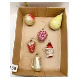 VINTAGE TEAPOT ORNAMENT, GLASS PEAR, FRUIT