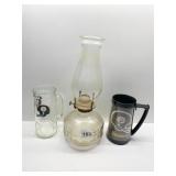 OIL LAMP, 2 STEELERS MUGS
