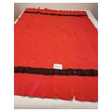 TWO WOOL BLANKETS RED WITH BLACK STRIPE POSSIBLE