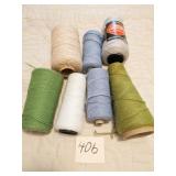 SEVEN SPOOLS OF YARN WOOLS COTTON RED HEART