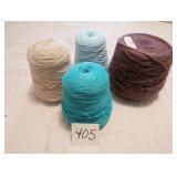 FOUR LARGE CONES OF KNITTING CROCHETING YARN
