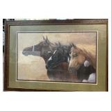 HOME INTERIORS 38.5X27 FRAMED AND MATTED HORSES