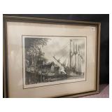 ALLEN J GAINES ETCHINGS FRAMED 27" X 22"