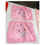 SILK EMBROIDERED PILLOW COVERS 2 PINK