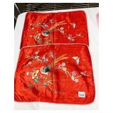 SILK EMBROIDERED PILLOW COVERS 2 RED