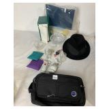 STETSON BLACK FELT HAT, NEEDLE POINT KIT, NAPKIN