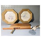 CRIBBAGE BOARD, PA MARATHON MEDAL, BIRD PRINTS