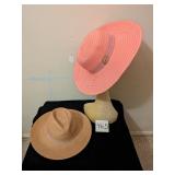 PINK PANAMA JACK WIDE BRIM CLOTH HAT AND