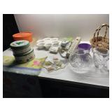 WEDGWOOD BOWL, FIESTA CREAMER, TUPPERWARE, MUFFIN