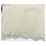 HEAVY WOOL IRISH SWEATER AFGHAN WITH FRINGE,