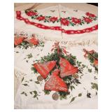 TWO ROUND CHRISTMAS TABLECLOTHS FRINGE CHRISTMAS