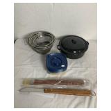 3 PC NESTING STAINLESS STRAINERS, COVERED SPECKLE