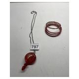 GLASS NECKLACE 3" WITH 5 PLASTIC BRACELETS