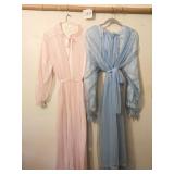 TWO VINTAGE LADIES FUNERAL DRESSING GOWNS BY