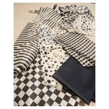 SATIN BLACK & WHITE HARLEQUIN STRIPES DIAMONDS