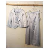 ANNE TAYLOR 2 PC BLUE SATIN SLEEVELESS DRESS AND