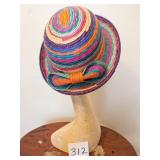 STRIPED RAINBOW COLOR UNBRANDED LADIES STRAW HAT