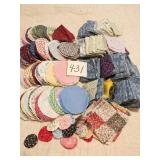 LARGE GROUP OF CUT QUILTING PIECES SQUARES ROUND