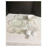 PYREX STRAINER, GRAPE PLATES ETC.