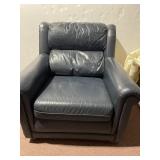 BLUE LEATHER CHAIR SCHAFFER BROTHERS
