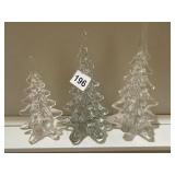 3 GLASS CHRISTMAS TREES