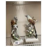 PORCELAIN BIRD ON PERCH FIGURE