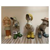 3 WOODEN DUCKS AND BUNNY 5IN HIGH