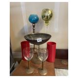 CANDLE HOLDERS, GLASSES, GLASS COMPOTE