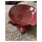 POTTERY FOOTED PIG DISH