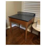 LIFT TOP DESK BLUE TOP NATURAL FINISH BASE