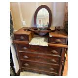 VICTORIAN WALNUT DRESSER W/ MIRROR MARBLE
