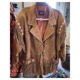 LEATHER BROWN JACKET W/ FRINGE BY IRVINE PARK 3