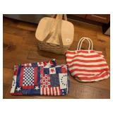 PICNIC BASKET WITH PIE TRAY CLOTH