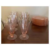 SERVICE FOR 8 PINK DEPRESSION GLASS