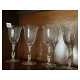 ETCHED WINE GLASSES ORNATE PATTERN