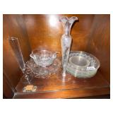 8 ETCHED SALAD PLATES BOWL AND LINER ETCHED BUD