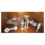 ROSE KNIFE REST BUTTER DISH WITH LINER STERLING