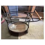 METAL CART NO TOP LOWER TRAY & WOOD SHELF