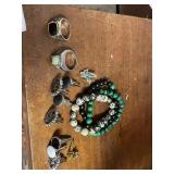 STERLING MANS RING CUFFLINKS AND STONE BEAD