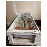 WOOD CRATE W/ GLASSES